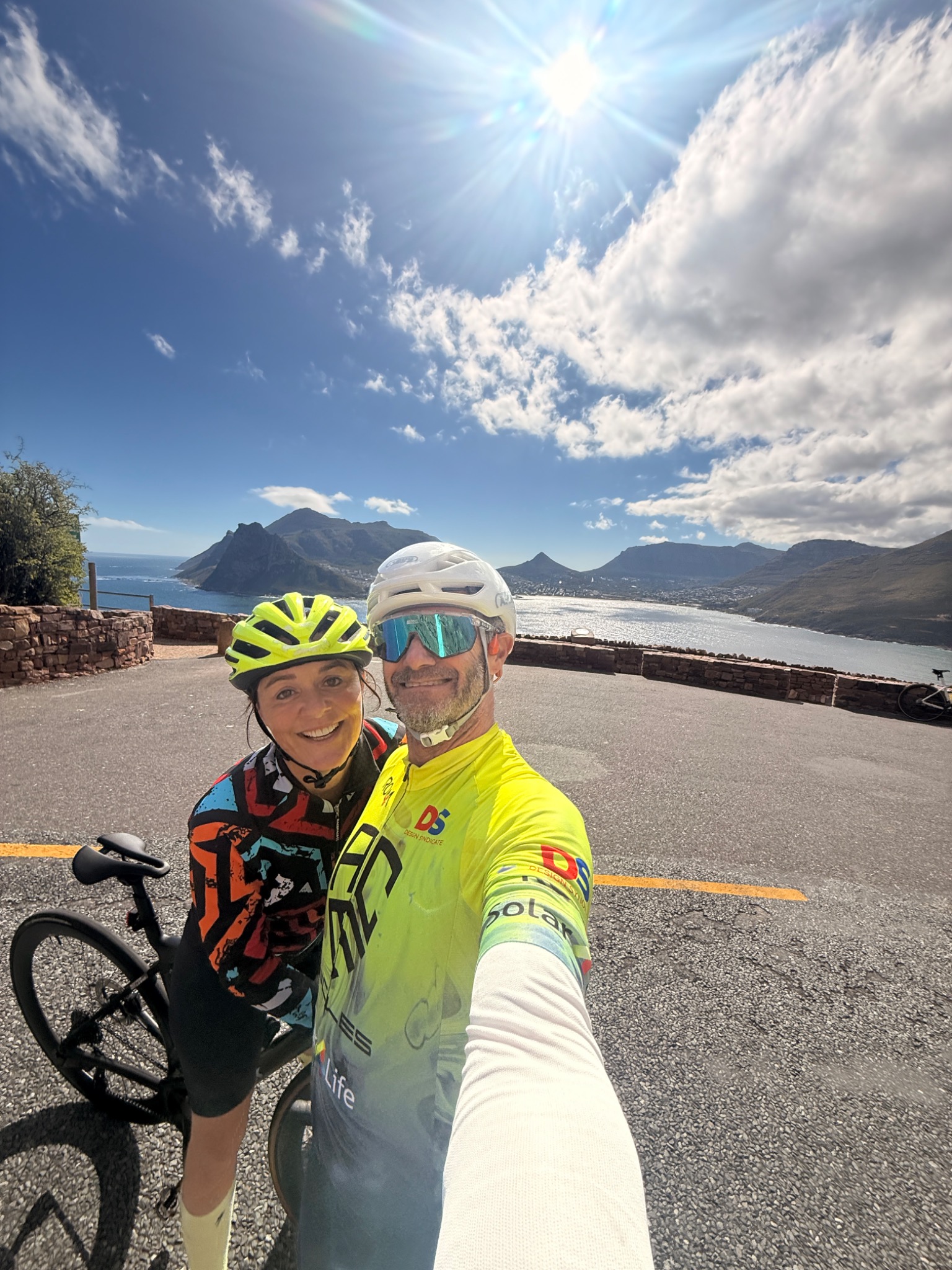 Stuart and Caren, African Cycle Experience ride leaders, overlooking Hout Bay